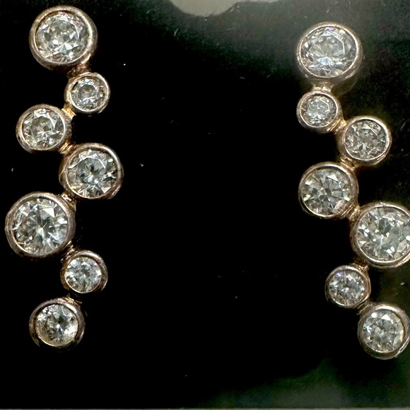 925 stamped sterling silver earrings with crystals - Picture 1 of 3